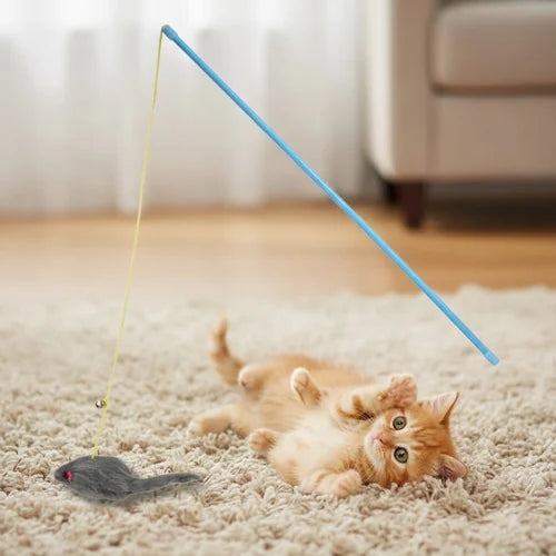 Varita Interactiva con Ratón para Gatos