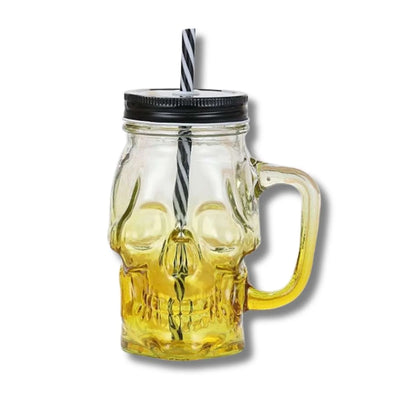 Vaso Pitillo Calavera Amarillo