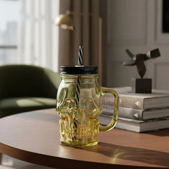 Vaso Pitillo Calavera Amarillo