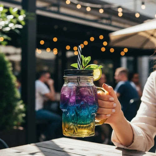 Vaso Pitillo Calavera Amarillo