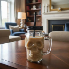 Vaso Pitillo Calavera Negro