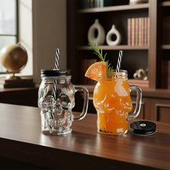 Vaso Pitillo Calavera Negro