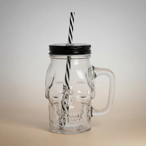 Vaso Pitillo Calavera Negro
