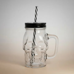 Vaso Pitillo Calavera Negro
