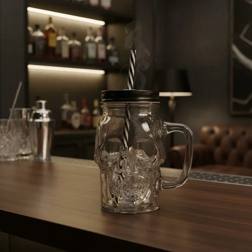 Vaso Pitillo Calavera Negro