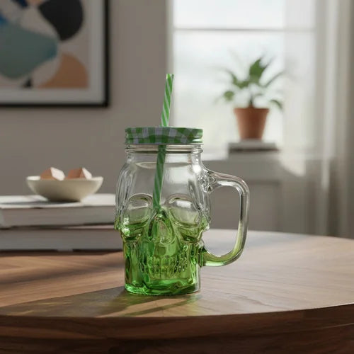Vaso Pitillo Calavera Verde