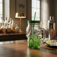 Vaso Pitillo Calavera Verde