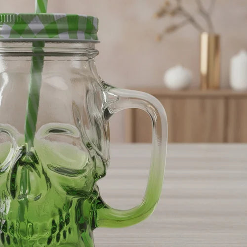 Vaso Pitillo Calavera Verde