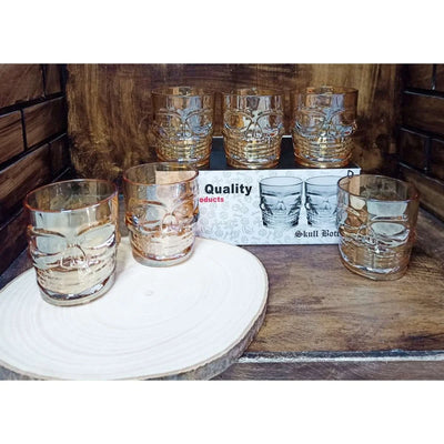 Vaso Whiskero Calavera 290 ml Dorado (1 Unidad)