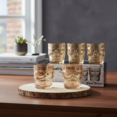 Vaso Whiskero Calavera 290 ml Dorado (1 Unidad)