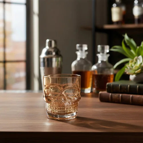 Vaso Whiskero Calavera 290 ml Dorado (1 Unidad)