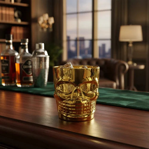 Vaso Whiskero Calavera 290 ml Dorado Entero