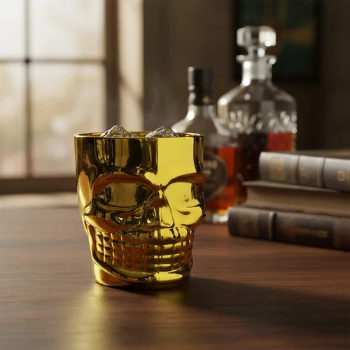 Vaso Whiskero Calavera 290 ml Dorado Entero