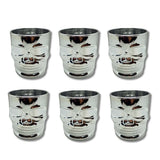 Vaso Whiskero Calavera 290 ml Plateado (1 Unidad o Set x 6 Vasos)) Exhibidos